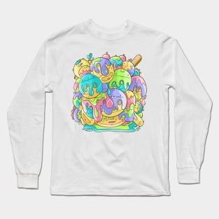 Cute Tutti Frutti Ice Cream Doodle Long Sleeve T-Shirt